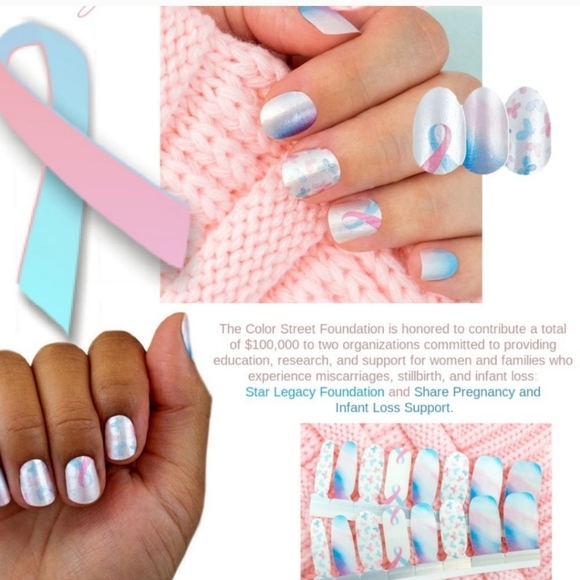Colorstreet Nail Polish Strips Retired Pattern‎ Never Forgotten Breast Cancer - Picture 3 of 6